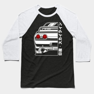 Nissan Skyline R32 GTR (White Print) Baseball T-Shirt